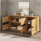 Modern Vintage Wood Sideboard Cabinet | 3-Door Buffet with Adjustable Shelves | 140cm | Premium Home Decor | OFIA HOME