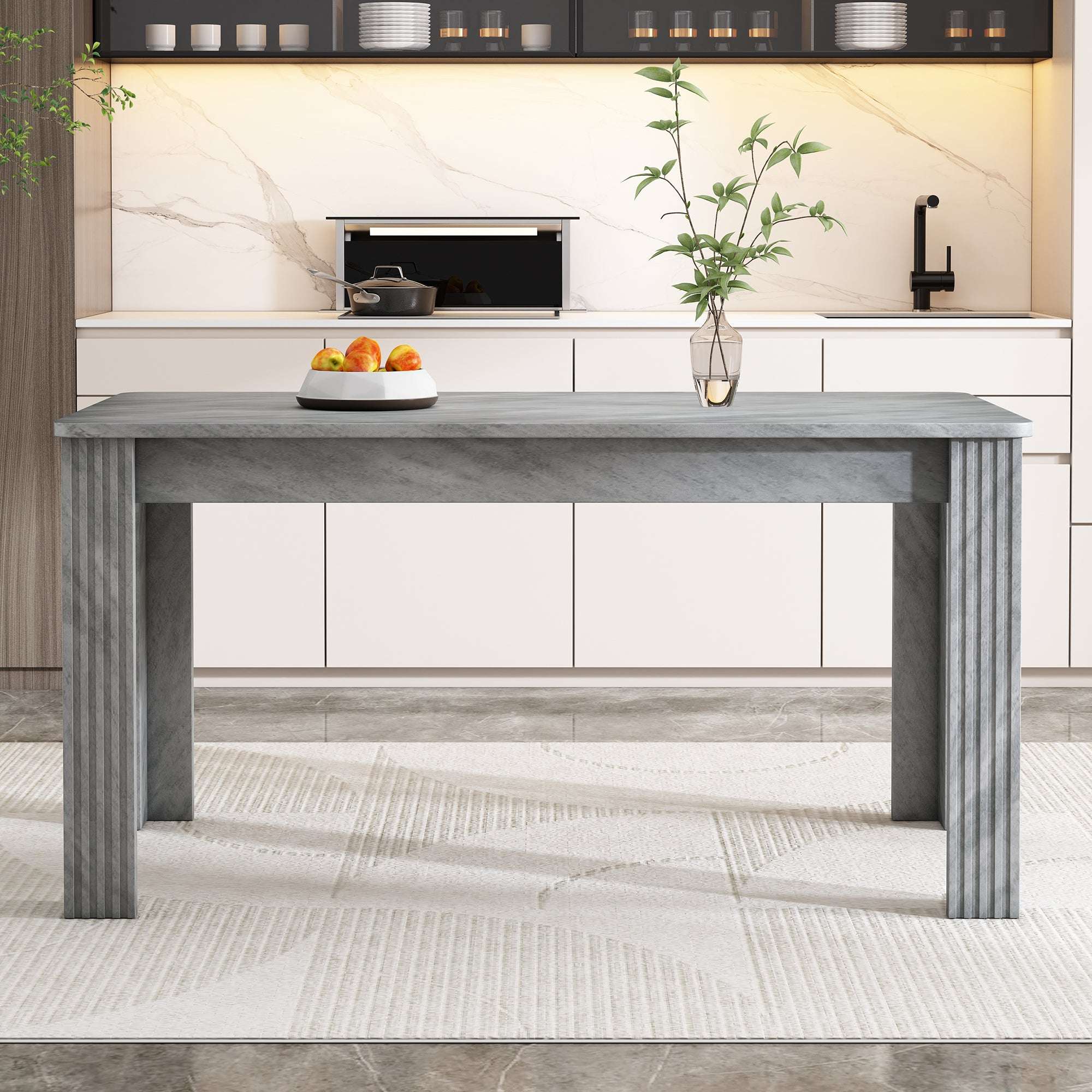 Grey MDF Rectangle Dining Table | 4-Seater | Modern Kitchen & Dining Room | Premium Home Decor | OFIA HOME