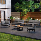 Modular Outdoor Sofa Set | Galvanized Iron Frame, Washable Cushions & Acacia Wood Tables | Premium Home Decor | OFIA HOME