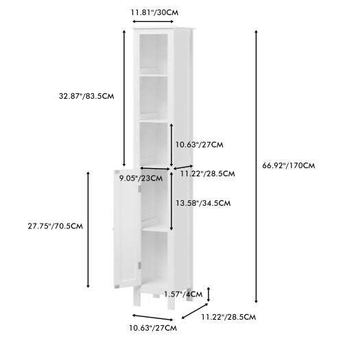 Tall Bathroom Storage Cabinet | 170cm | Slim Freestanding Cupboard | Premium Home Decor | OFIA HOME