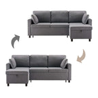 Grey L-Shaped Corner Sofa Bed | 3-Seater Pull-Out with Storage | Premium Home Decor | OFIA HOME