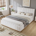 Beige Upholstered Double Bed | 4ft6 135x190cm | Soft PU Headboard | Premium Home Decor | OFIA HOME