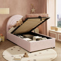 Children's Single Bed | Pink Velvet Upholstered | Slatted Frame & Headboard | 3ft 90x190cm | Premium Home Decor | OFIA HOME