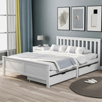 White Pine Storage Bed with Drawers | 4ft6 Double 135x190cm | Premium Home Decor | OFIA HOME