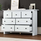 White 7-Drawer Sideboard Cabinet – Minimal Living Room or Kitchen Storage | Premium Home Decor | OFIA HOME