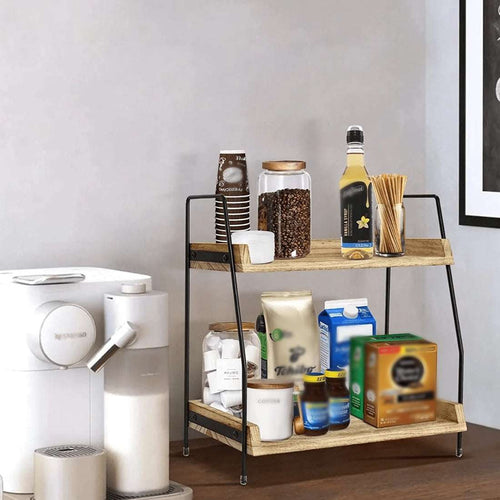 2-Tier Wooden Shelving Unit – Minimal Plant & Book Stand | Premium Home Decor | OFIA HOME