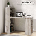 Grey Computer Desk with 6-Tier Bookshelf | 120cm Home Office Writing Workstation | Premium Home Decor | OFIA HOME