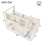 Children's House Bunk Bed | Solid Wood with Staircase Storage | Twin Sleeper 3ft | White | Premium Home Decor | OFIA HOME
