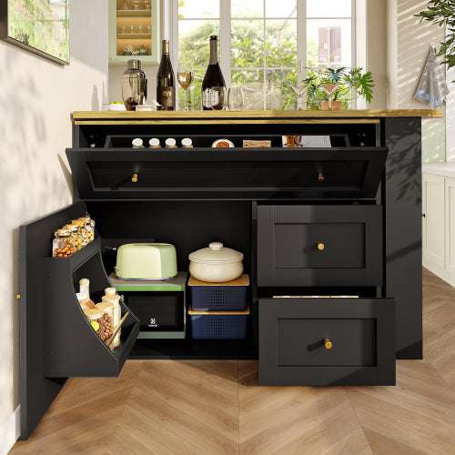 Black Extendable Bar Table with Storage | 138–204cm Telescopic | Premium Home Decor | OFIA HOME