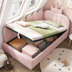 Crown Velvet Daybed with Hydraulic Storage | Single Sofa Bed 3ft 90x190cm | Children & Adults | Premium Home Decor | OFIA HOME