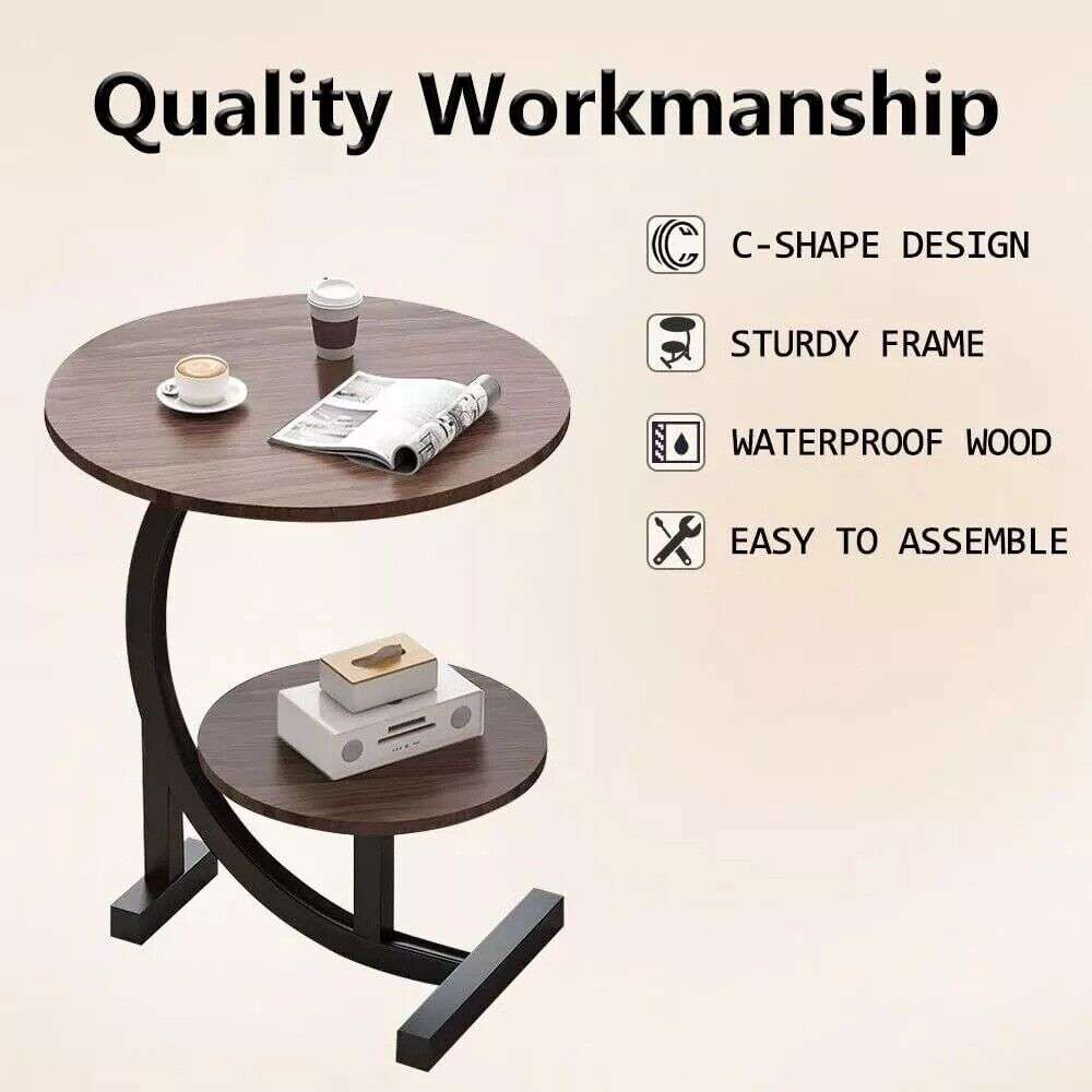 C-Shaped Side Table for Sofa | Living Room & Bedroom End Table | Premium Home Decor | OFIA HOME