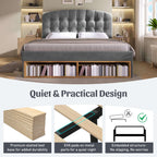 Grey Velvet King Bed | Storage Drawers & Adjustable Headboard | 5ft | Premium Home Decor | OFIA HOME