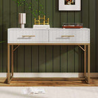 White Dressing Table with 2 Drawers – Minimal Bedroom Vanity, 100cm | Premium Home Decor | OFIA HOME