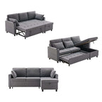 Grey L-Shaped Corner Sofa Bed | 3-Seater Pull-Out with Storage | Premium Home Decor | OFIA HOME
