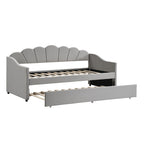 Grey Velvet Single Daybed with Trundle | 3ft 90x190cm | Premium Home Decor | OFIA HOME