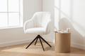 White Teddy Fleece Swivel Accent Chair – Tufted Armchair for Bedroom or Living Room | Premium Home Decor | OFIA HOME